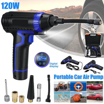 Wireless Car Air Compressor Handheld USB Rechargeable Tire Inflator Digital Inflatable Pump Pressure Gauge Car Accessories 120W 12.6V/DC12V