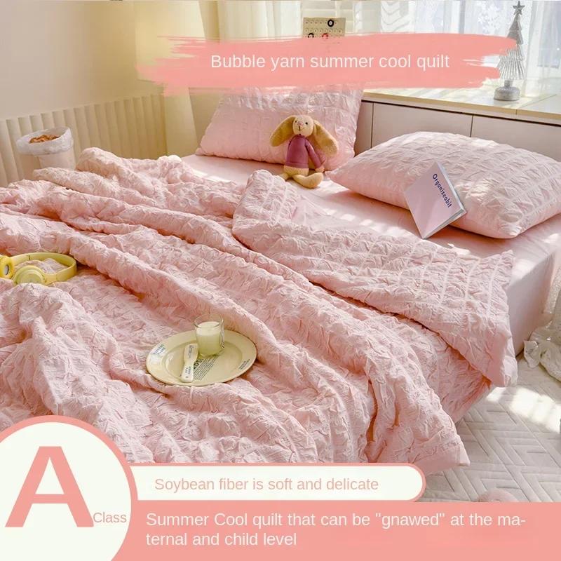 Summer Quilt Blanket For Single Double Queen Soft Skin-Friendly Quilt Soft Breathable Comfortable Air Conditioning Comforter