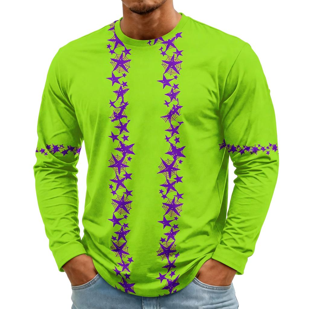 Men's Halloween Long Sleeve T-Shirt Neck Loose Fit Casual Versatile Top