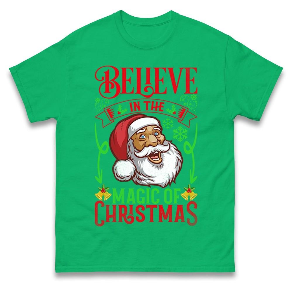 Believe In The Magic Of Christmas T Shirt Ugly Jumper Style Tee Top Xmas Gift