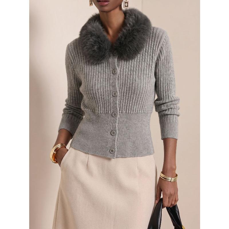 VEZFAA Damesmode Casual Herfst Winter Effen Kleur Print Lange Mouw Truien