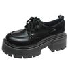 2024 New Women's Shoes with Sponge Tie and Height Increasing College English Style Small Leather Shoes for Women's Singles