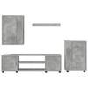 Wall Mounted TV Cabinet Set 4 pcs Concrete Grey Engineered Wood