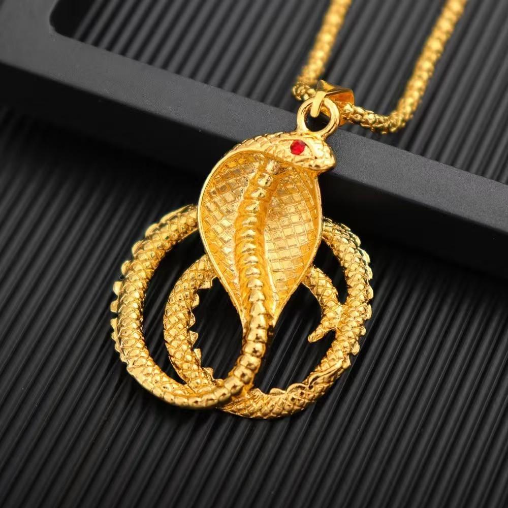 Punk Gothic Cobra Snake Pendant Statement Gold Color Stainless Steel Animal Necklace for Women Men Fashion Jewelry Gift