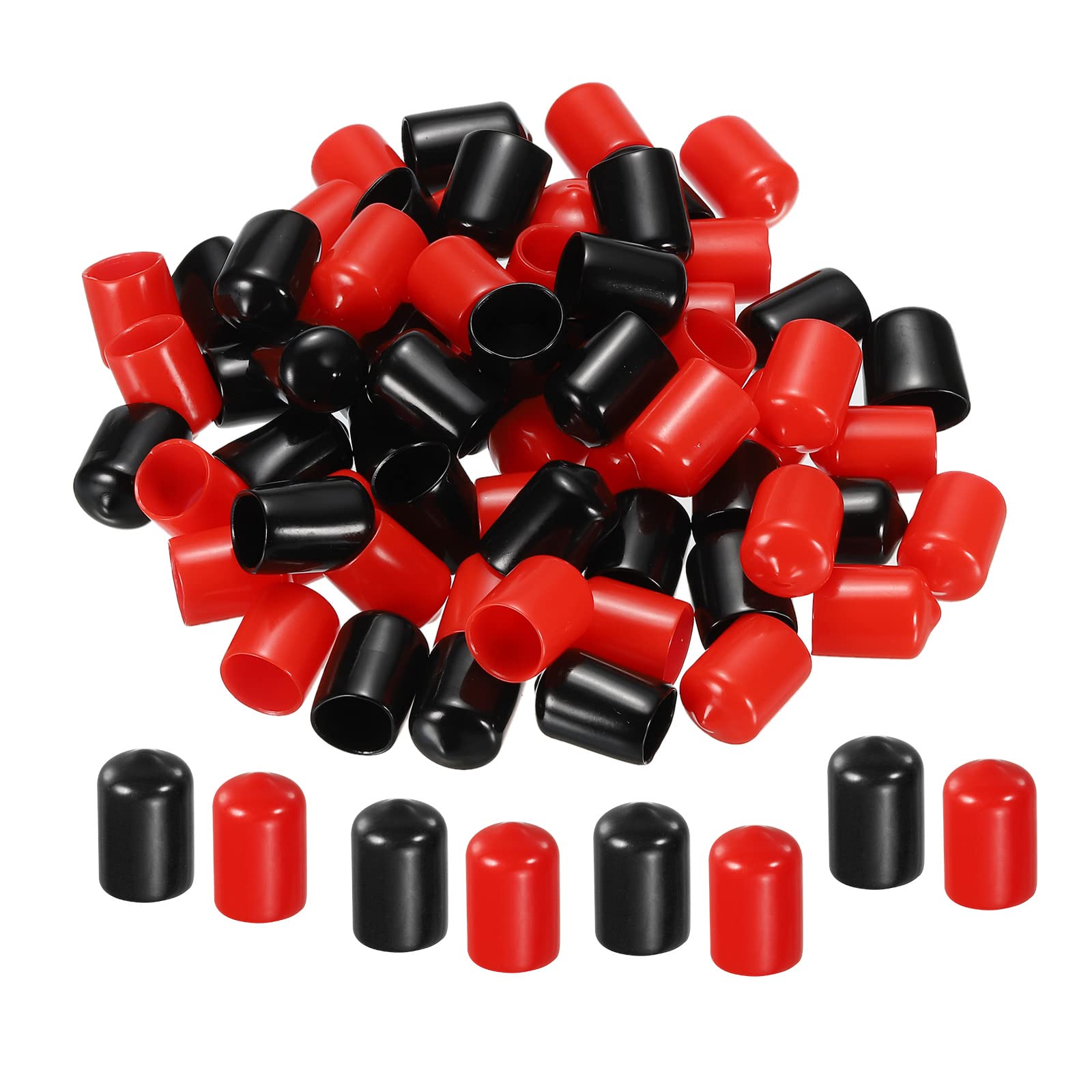 uxcell Rubber End Cap Cover Assortment 14mm Vinyl Screw Protector for Screws Bolts Black Red 50pcs
