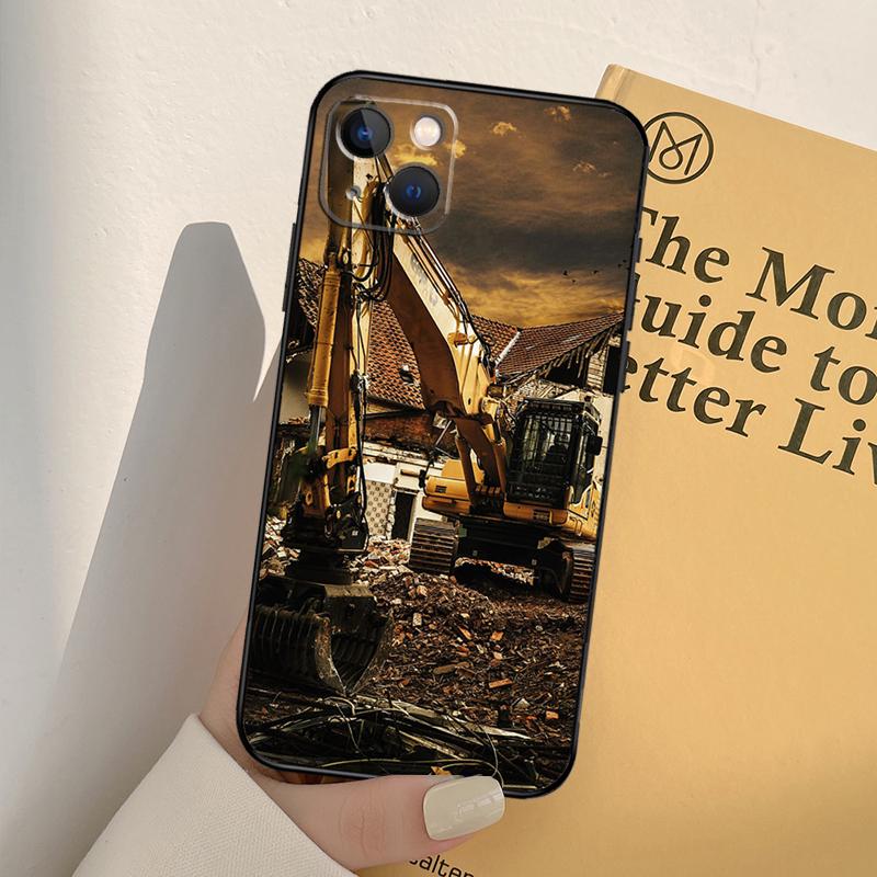 Excavator Case For iPhone 16 15 14 Pro Max Plus 13 12 Mini 11 Pro Max Back Cover