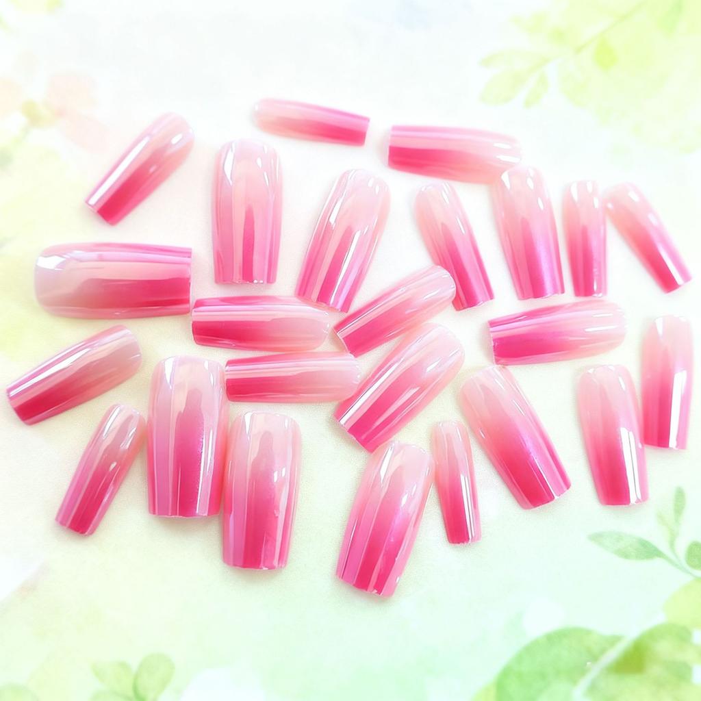 Europe and the United States hot-selling nail wear nail fashion Spice Girl pink gradual change electroplating medium and long square wear nail