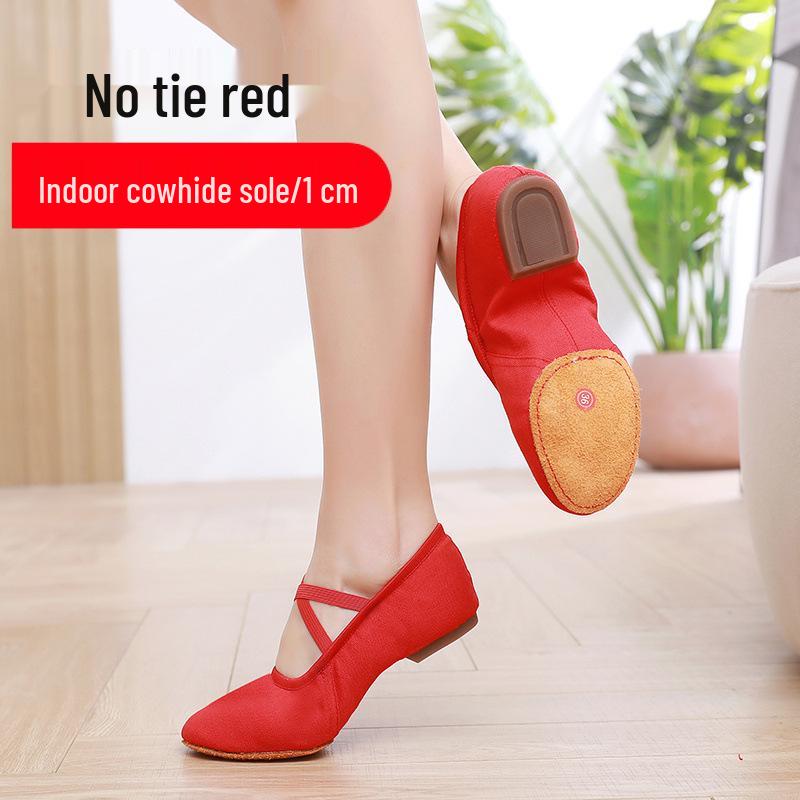 Women's Lace-Free Ballet Heeled Dance Shoes with Soft Sole for Yoga and Classical Dance