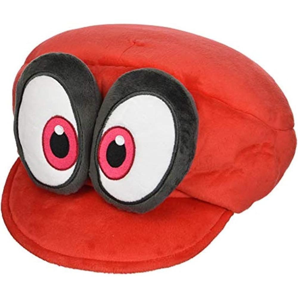 Cartoon Plush Hat, Mario Odyssey Costume Accessory, Soft Red Plush Mario Cap with Eyes, Perfect for Cosplay, Halloween, Birthday Gifts 50cm