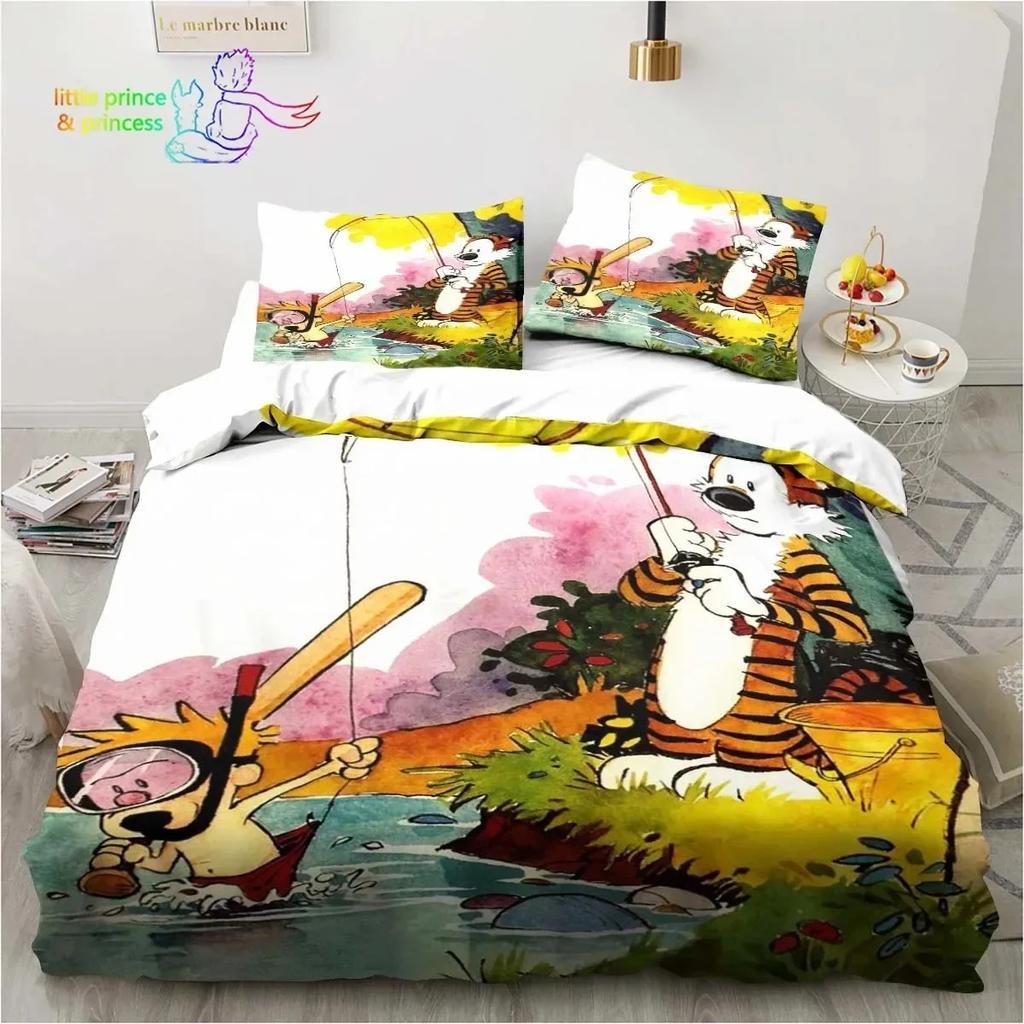 Cartoon Calvin Hobbes 3D Print Bedding Set Single Twin Full Queen King Size Bed Set Adult Kid Bedroom Bedding Gift