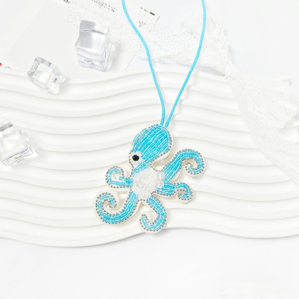 3D Beaded Conch Shells Starfish Hanging Rope Keychain Rhinestone Beaded Patches Crystal Bag Charm Handmade Hanging Decoration