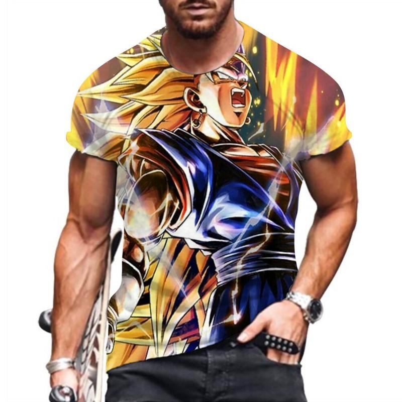 2026 Summer Dragon Ball Retro Fitness T-shirt Men s Oversized 3D Printed Short-sleeved S