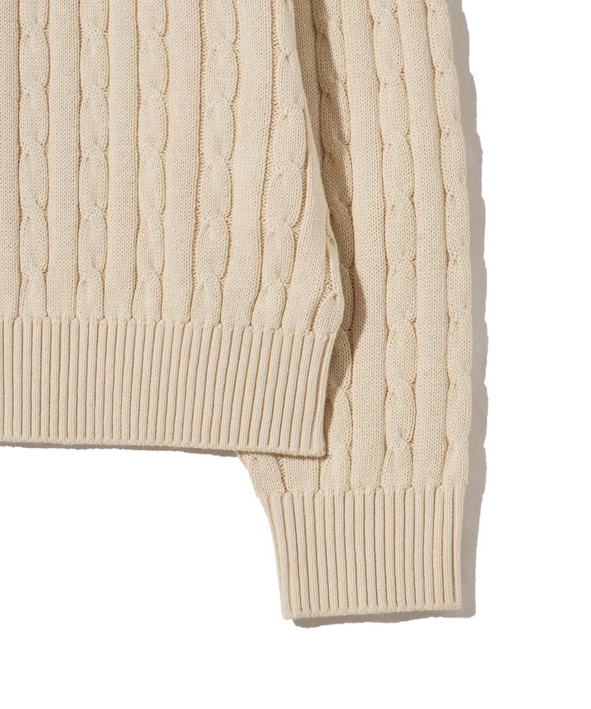 YALE Y Logo Cable Round Knit Ivory