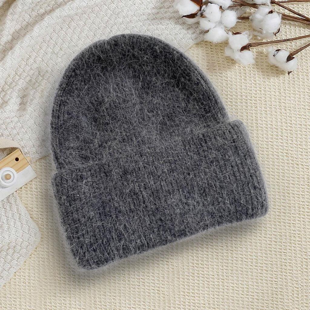 Van Saili Hat Autumn Winter Outdoor All-match Knitted Hat Custom Logo Embroidery Cold-proof Warm Velvet Thickened Rabbit Hair