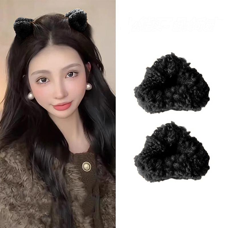 2 st söta kattöra plysch hårspännen små fluffiga hårklor vackra kvinnor hårnålar mode huvudbonader för flickor håraccessoarer