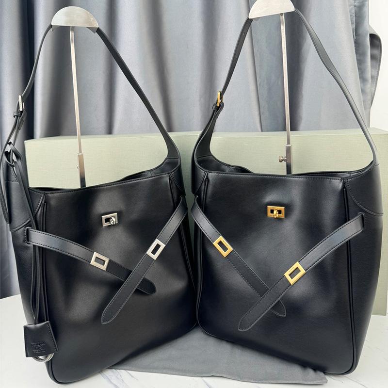 

B Home Show Same Style Head Layer Cowhead Bucket Tote Bag Commuting High End Lock Single Shoulder Crossbody Bag Trending 25x31 x11cm бездна
