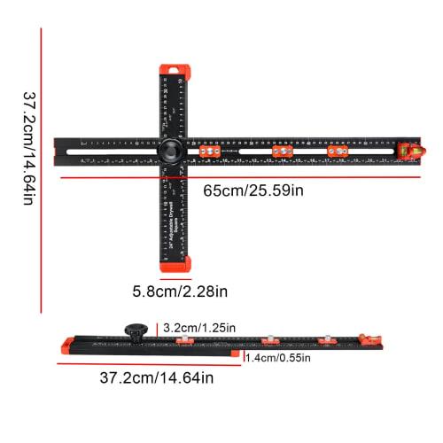 Aluminum Alloy T-Square, Multifunctional Woodworking Measuring Ruler Tool for Carpentry, Architecture, Drawing, and Painting. Sliding Woodworking Rule