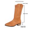British Style Suede Pointed Toe Low-heeled Knight Boots for Winter 2025 New Plus-size Embroidered Sleeve Mid-leg Boots