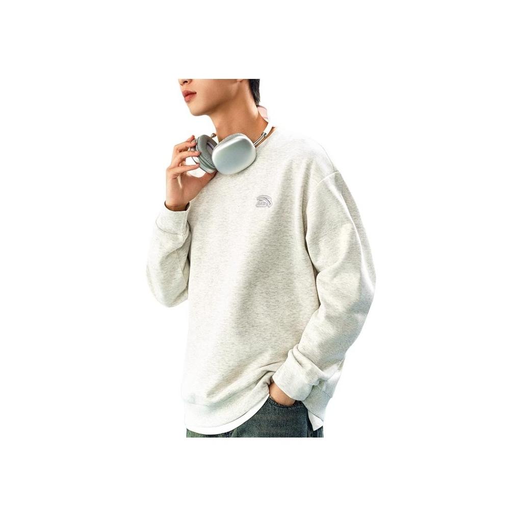 Anta Comfortable Casual Round Neck Pullover Sweatshirt Unisex Sweatshirt Gray Heather-Gray 972448712-1