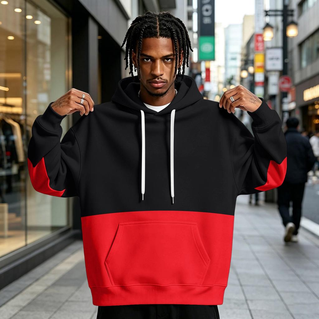 Men's Colorblock Hoodie with Pocket Casual Athletic Pullover