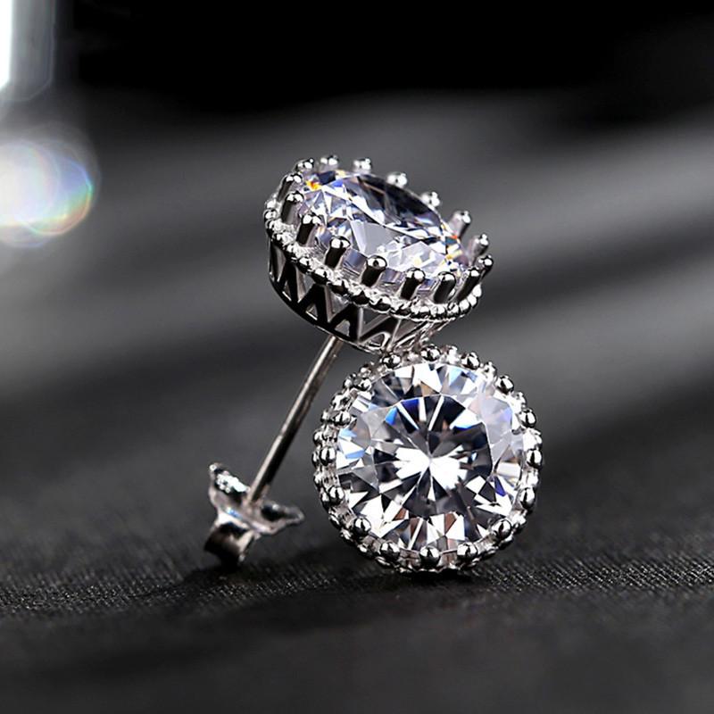 Huitan AAA Cubic Zirconia Round Stud Earrings for Women Brilliant Wedding Engagement Zircon Simple Fashion Female Accessories