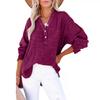 Women’s Fashion Loose Fit Long Sleeve Pullover Shirt Top with Button Front and Ruched Detailing for Casual Wear