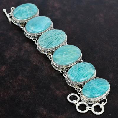Bracelet Amazonite Bracelet Pierre Précieuse Véritable Bracelet Vintage Bracelet en Argent Sterling 925 Bracelet à Chaîne Réglable Bijoux Délicats Faits Main