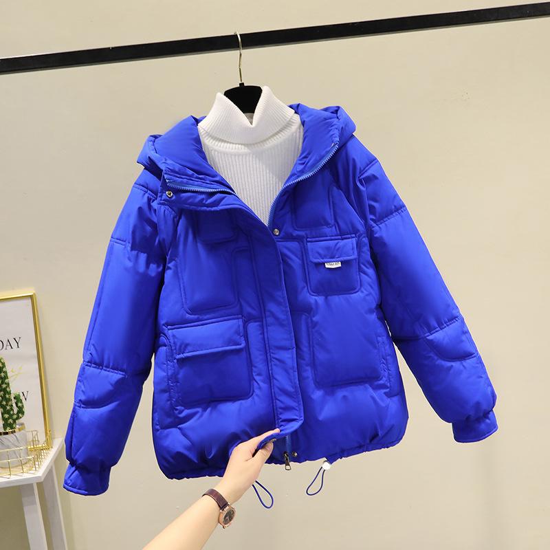 New Hooded Cotton-padded Jacket Women's Multi-pocket Cotton-padded Jacket Winter Bread Short Coat