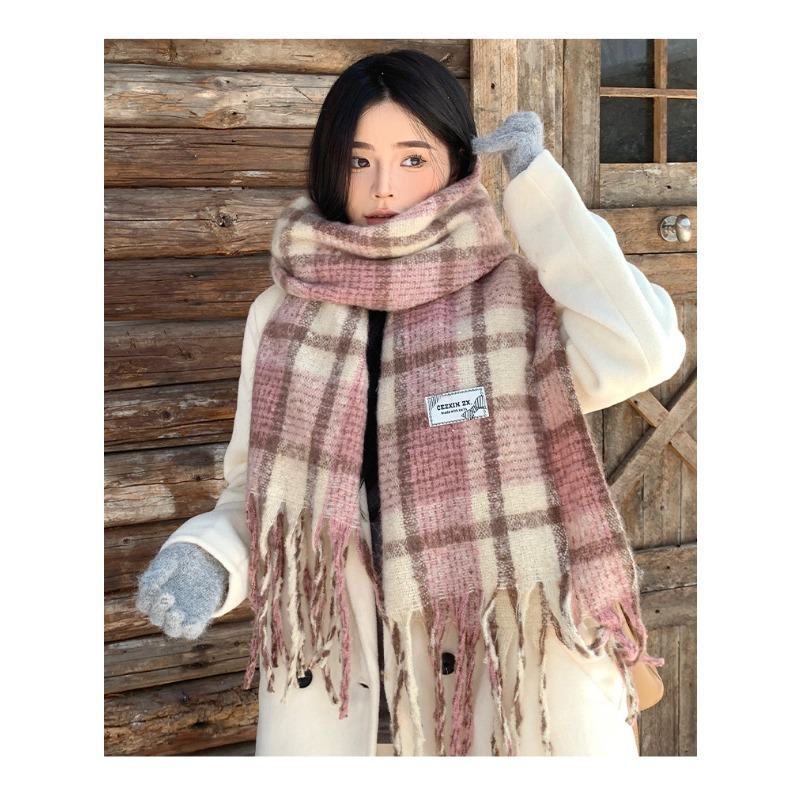 

Blue Plaid Couple Big Scarf Women s Winter New Korean Atmosphere Versatile Scarf Warm Shawl Winter 230*50cm