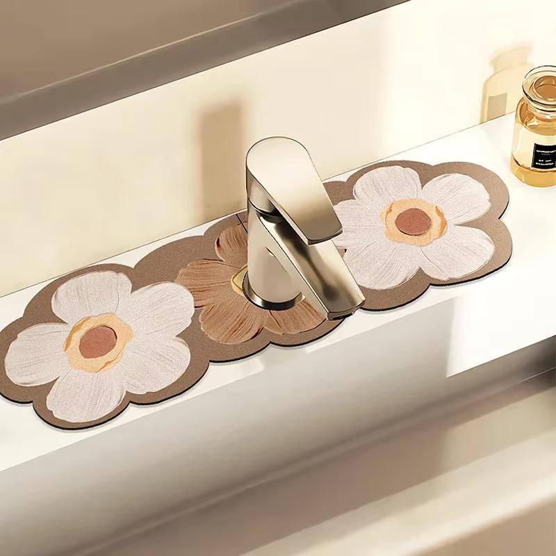 VIKAMA Cartoon Cute Faucet Mat Kitchen Super Absorbent Mat Coffee Machine Drain Mat Drying Mat Quick-Drying Bathroom Drain Mat