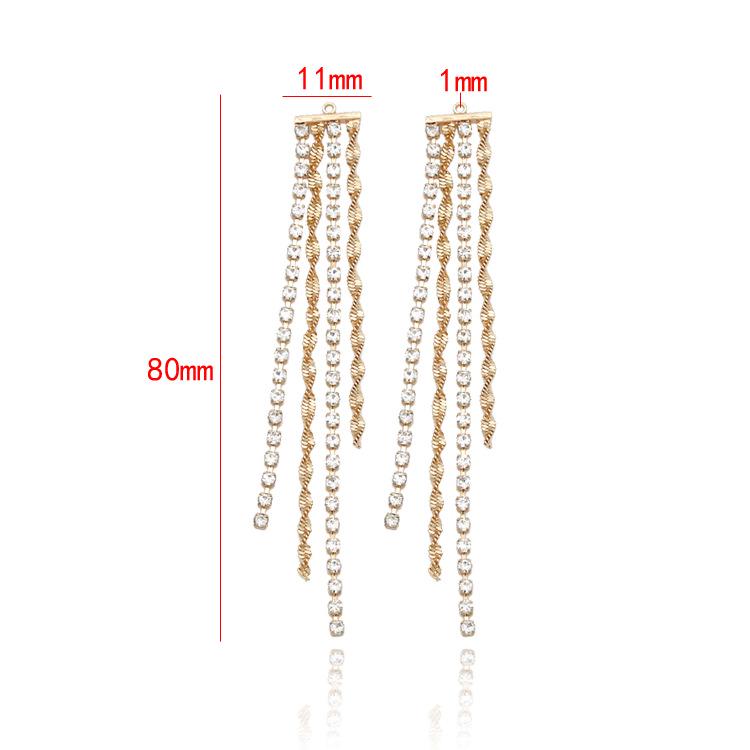 Korean-Style Handmade Zircon Tassel Long Earrings