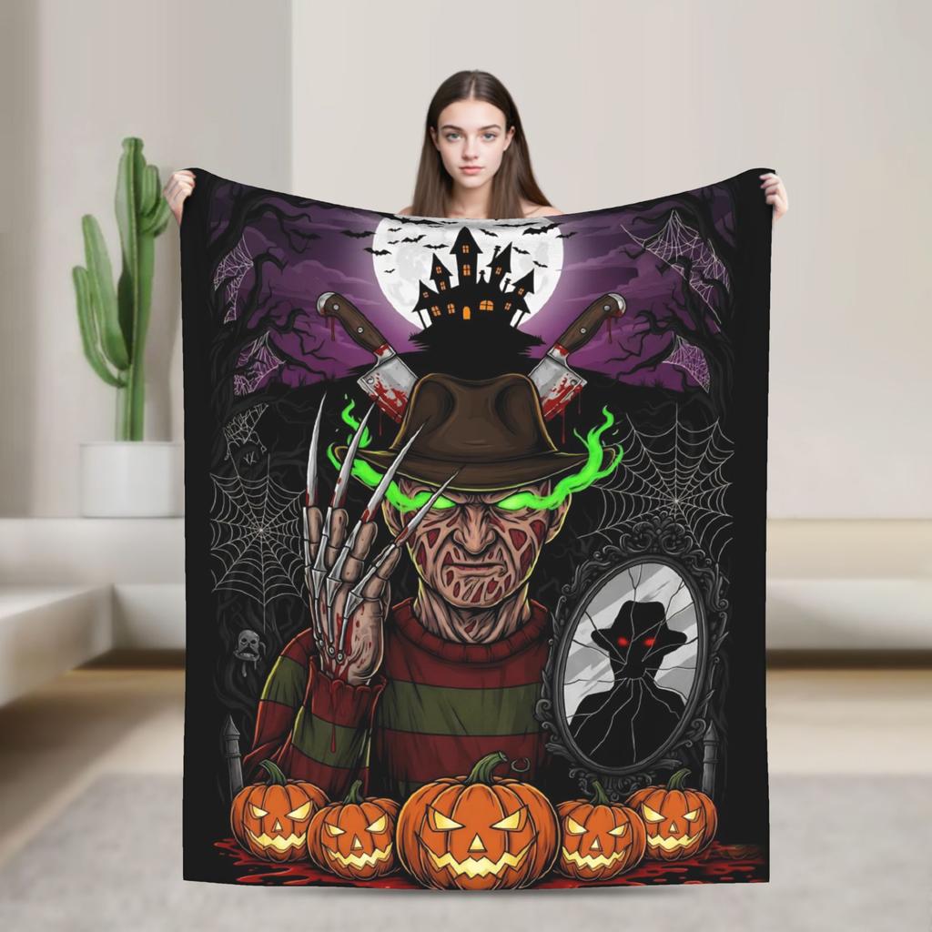 Freddys Krueger Halloween Art Spooky Retro Horror Blanket  Soft Plush Throw Blanket For Couch Chair Picnic Flannel Bedspread Bed