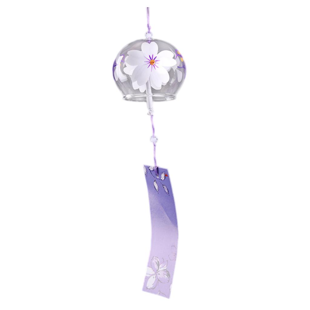 Japanese Style Cherry Blossom Wind Chimes Romantic Flower Blossom Small Wind Bells Decoration Home Glass Japan Styles Pendant