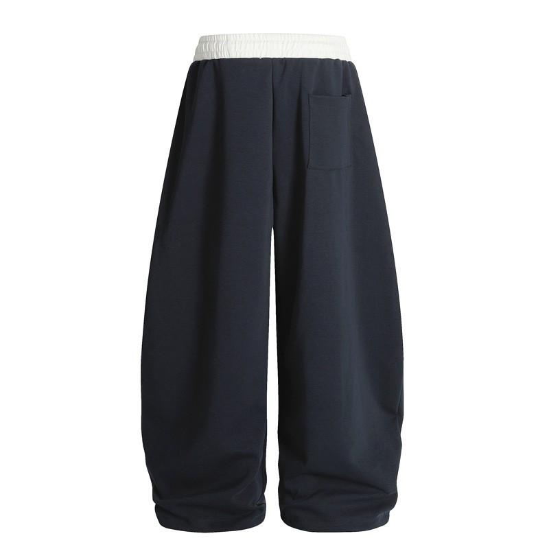 Mens Streetwear Loose Fit Sweatpants With Embroidered Heart Detail High Waist Wide Leg