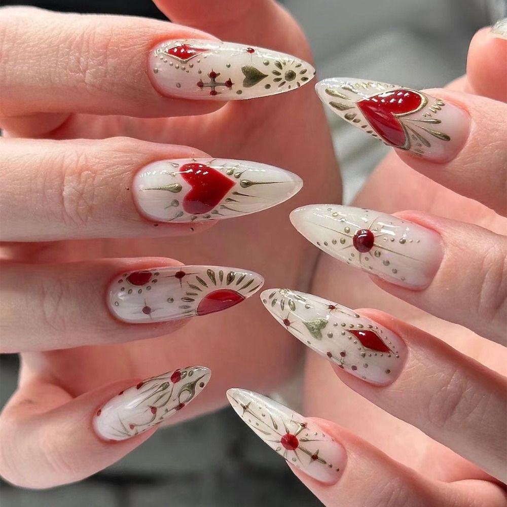 Long Almond Fake Nials Elegant Press on Nails Manicure False Nails  Women