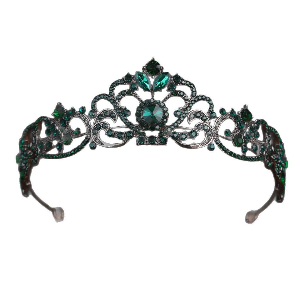 Retro and Fashionable Water Diamond Crown Headwear Halloween Black Crown Cosplay Costume Party and Ball Style Accessories