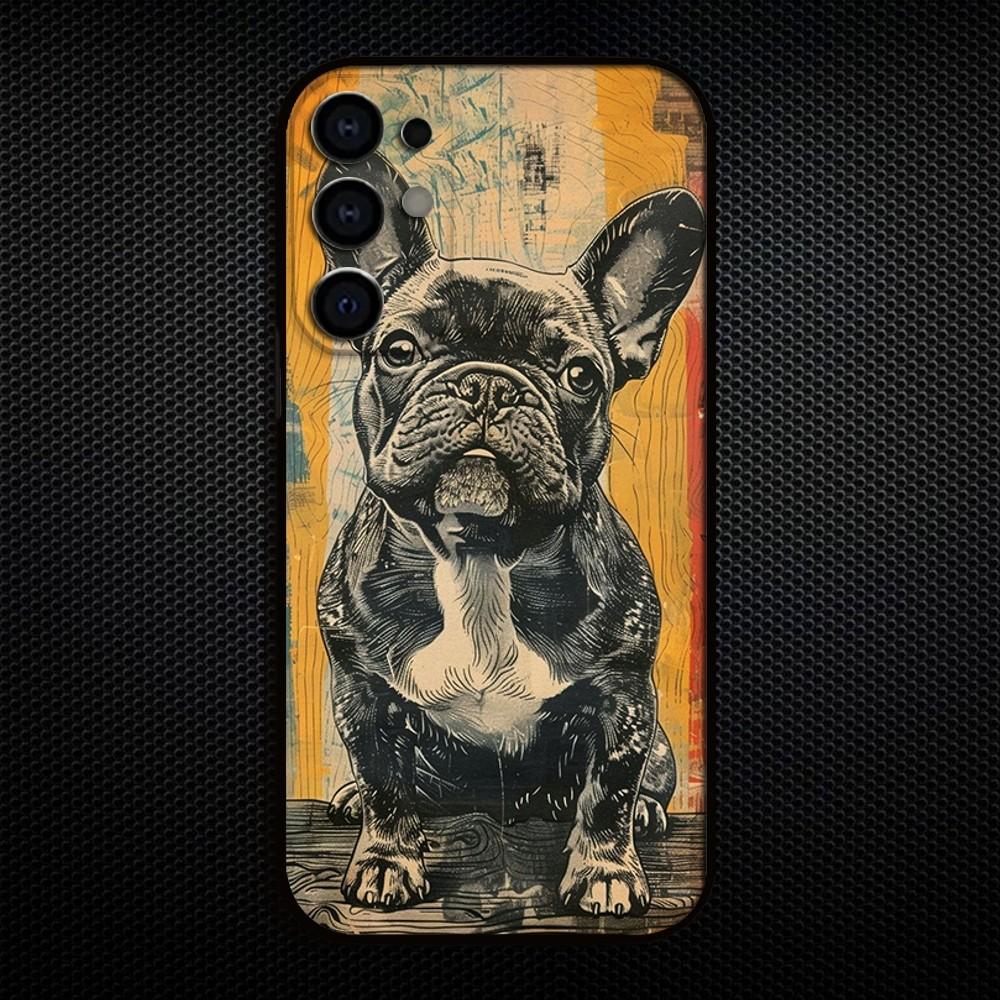 Cartoon French Bulldog Phone Case For Samsung S25/S24/S23/S22/S21/S20/Plus,Fe,Lite/Others Black Cover Samsung S23 5G