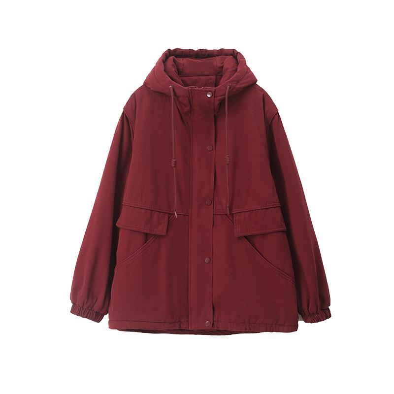 Women's 2024 Winter Fleece-Lined Thick Cotton Parka - Korean Style, Loose Fit for Mid-Aged Moms