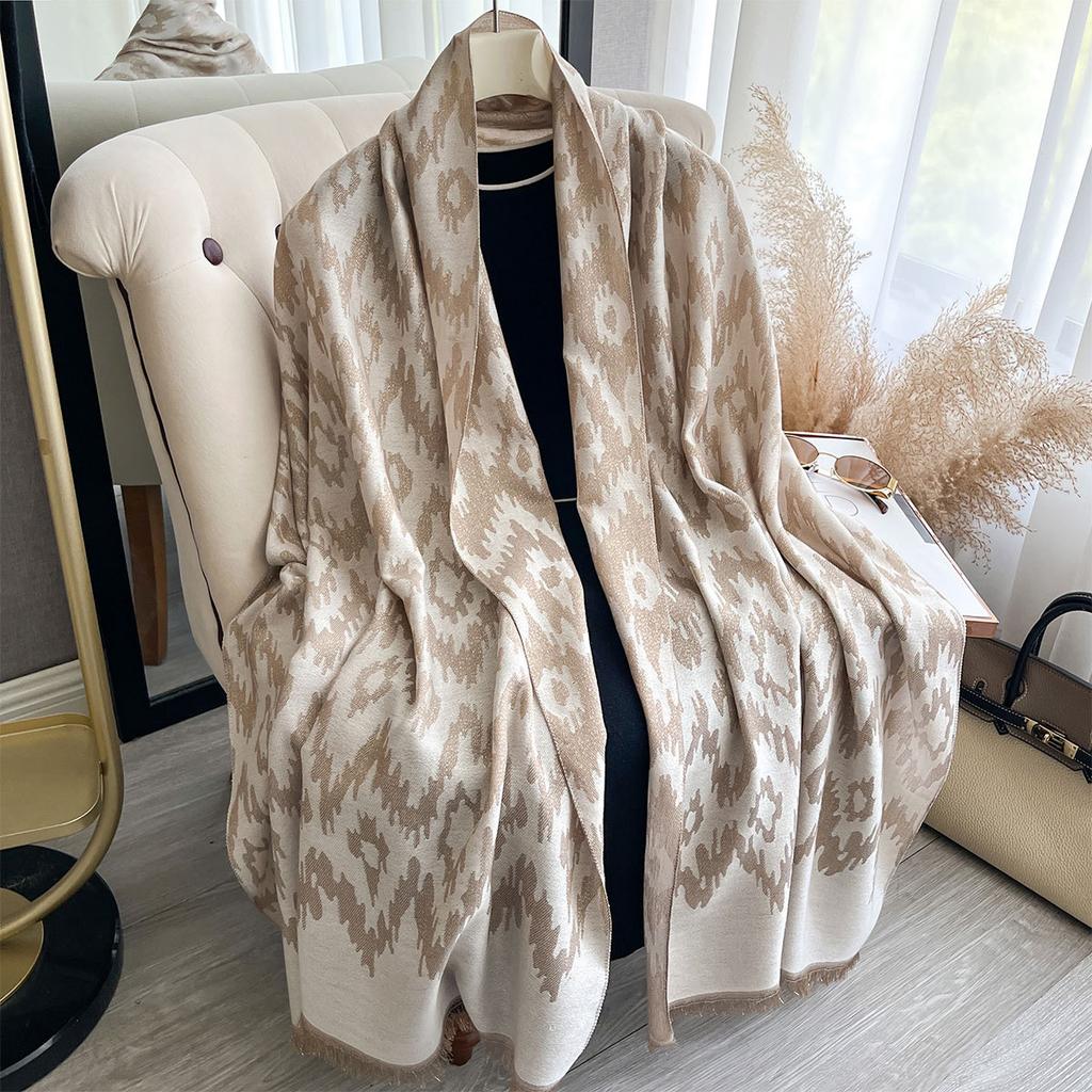 Ethnic Style Color Matching Style Fashion Going Out Imitation Cashmere Warm Shawl Cape Scarf Women'S Scarf