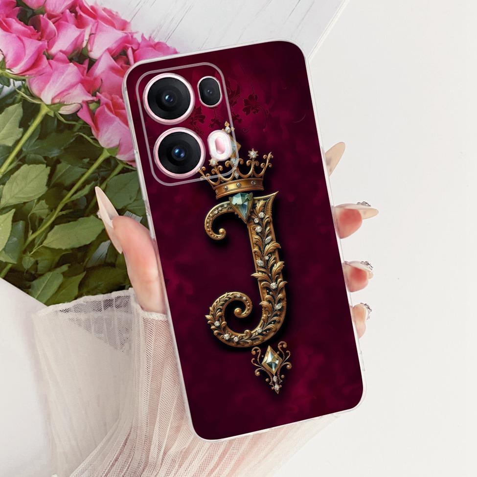 Transparent For Oppo Reno 13Pro CPH2697 PKK110 Cover For Oppo Reno 13 Pro Case Luxury Crown A-Z Letters 2D Flat Pattern
