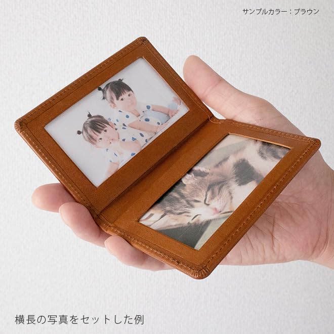 [i-story] Card-Sized "Vertical" Photo Frame [Tochigi Leather] Made In Japan, Genuine Leather (Brick)