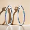 S925 Silver Rainbow Gradient Zircon Earrings Hoop Earrings Women Jewelry Trendy Anniversary Gifts