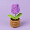 Tulip Crochet Flowers Pot Cute Knit Flower Creative Crochet Plant Pot Tulips Knitting Flower Car Table Home Decor