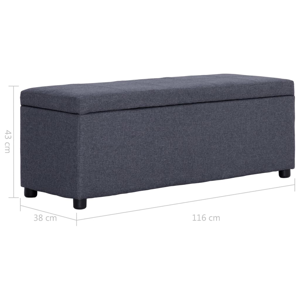Storage Bench with Compartment 116 Cm Dark Grey Polyester