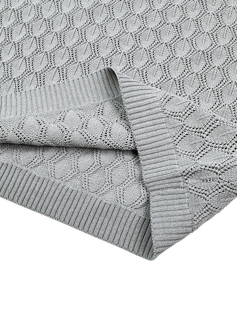 A MADE Diamond Eyelet V-Neck Oversized Knit (Gray)
