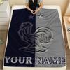 1PC Custom Name Rooster France Patterned Flannel Blanket Suitable For All Seasons for Home Decor Warmth and Comfort Gifts Holiday Present