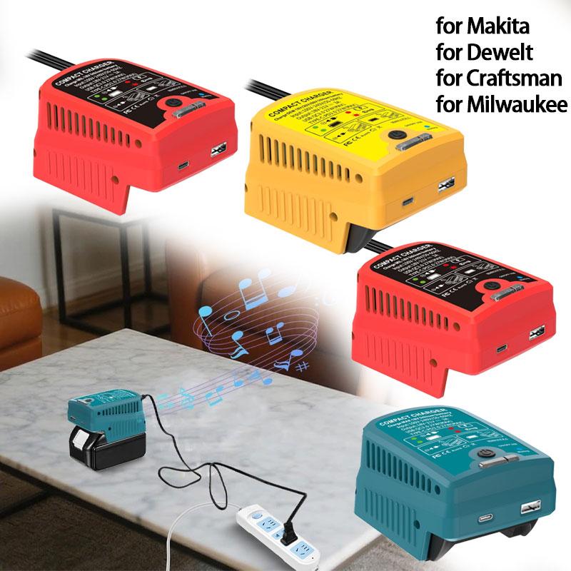 Multifunctional Lithium Battery Fast Charger for Makita/Dewelt/ Milwaukee/Craftsman 20V Batteries Music Function Adapter