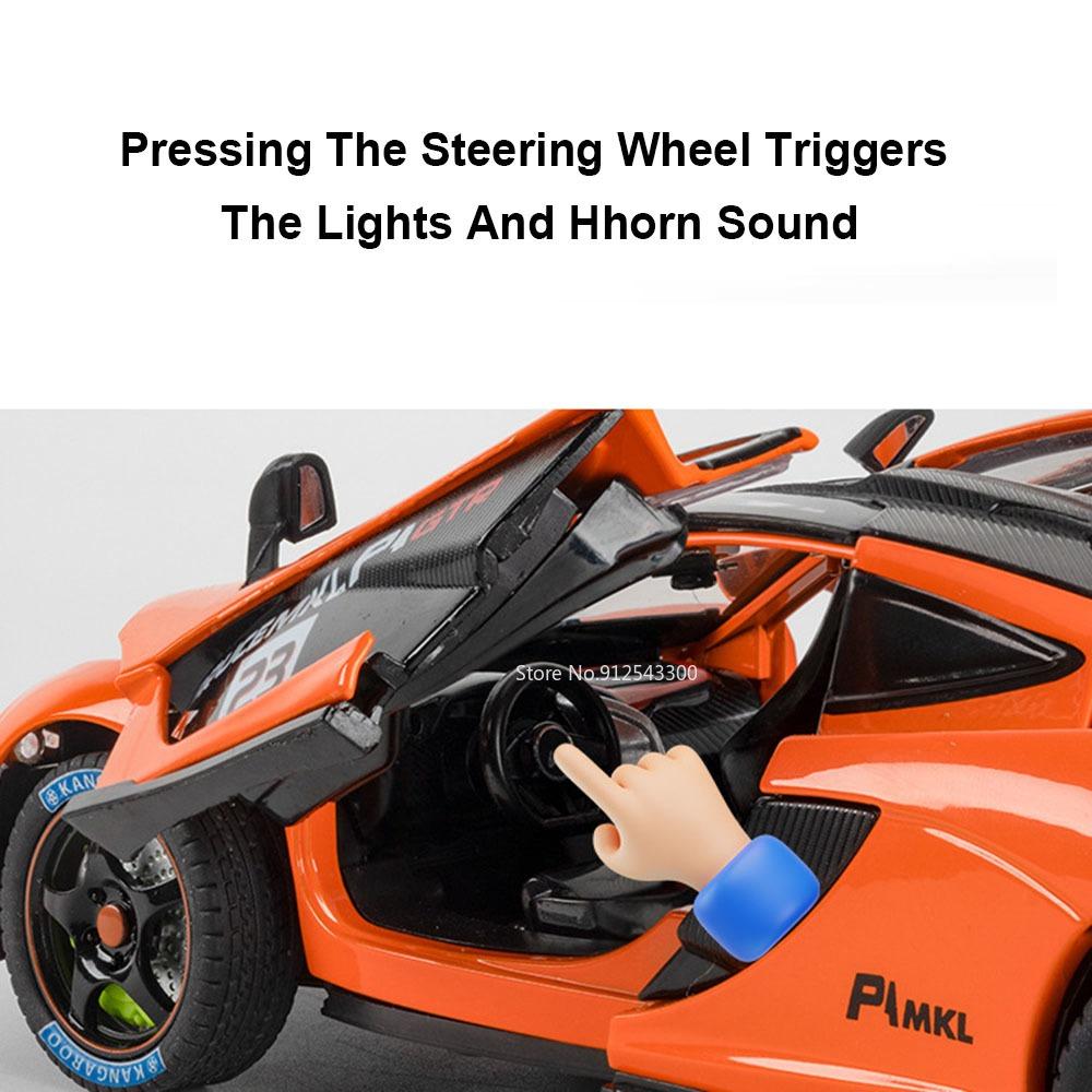 AAYF1 1:24 P1 Senna Car Toy Model Alloy Diecast Doors Opened Supercar Wheel Steering Shock Absorption Models for Children's Toys