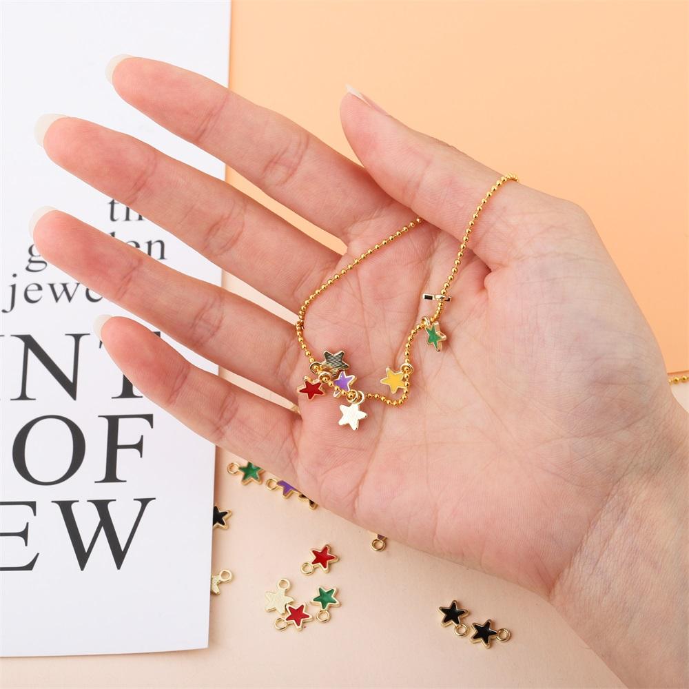 50Pcs/Lot Enamel Mini Star Charm Pendant Small Charms for DIY Earrings Necklace Bracelet Jewelry Findings Making Accessories