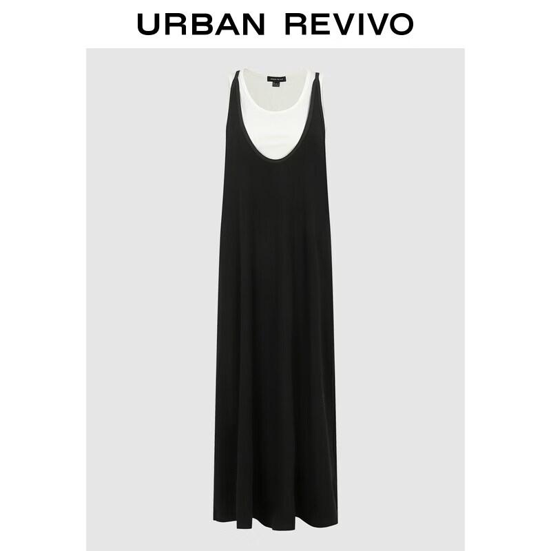 UR2026 Women s Color-Block U-Neck Dress M